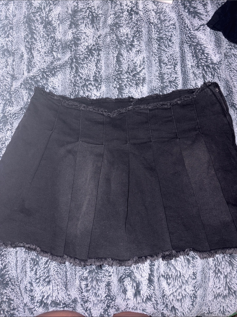 Black pleated jean skirt MaddenNYC